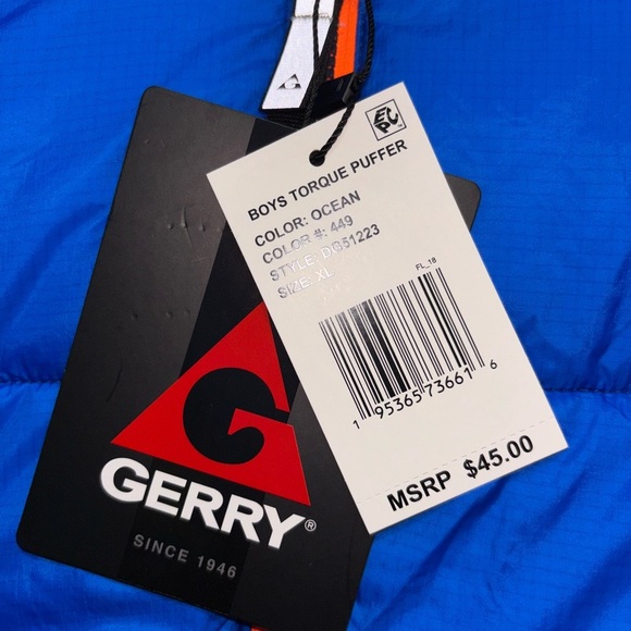 Kids Blue and Black Puffer Jacket - Picture 7 of 9